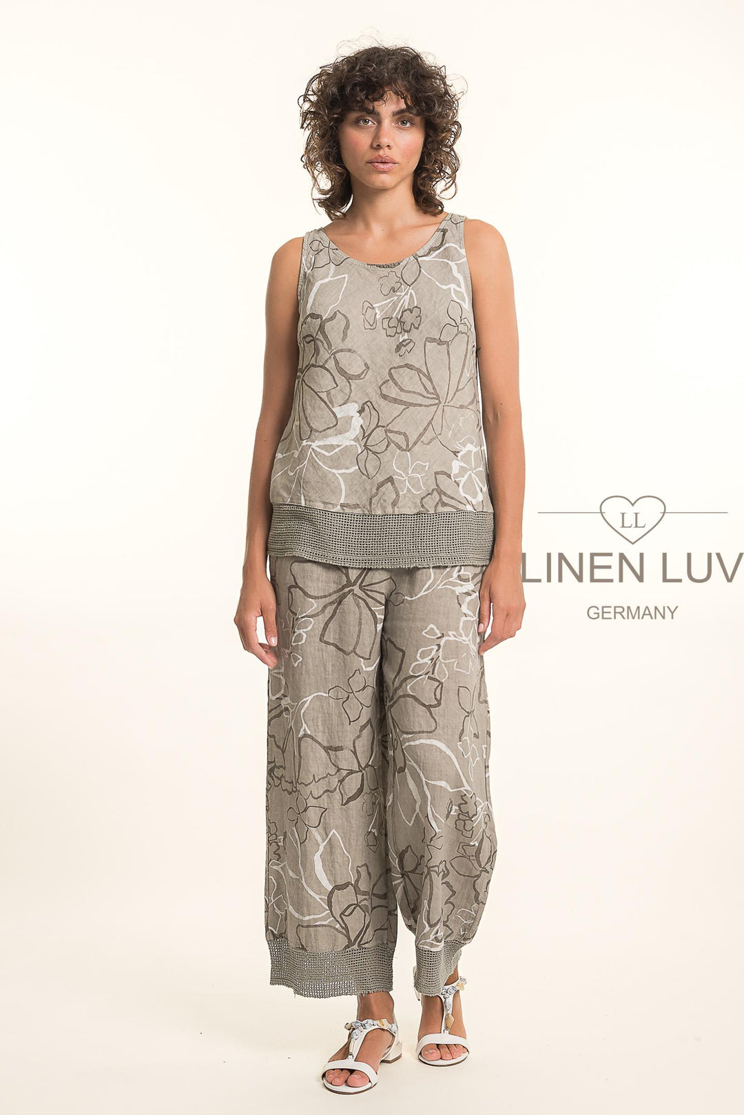 French Linen Shell Print Texture Accent - Breathable Naturals | Glam & Fame Clothing