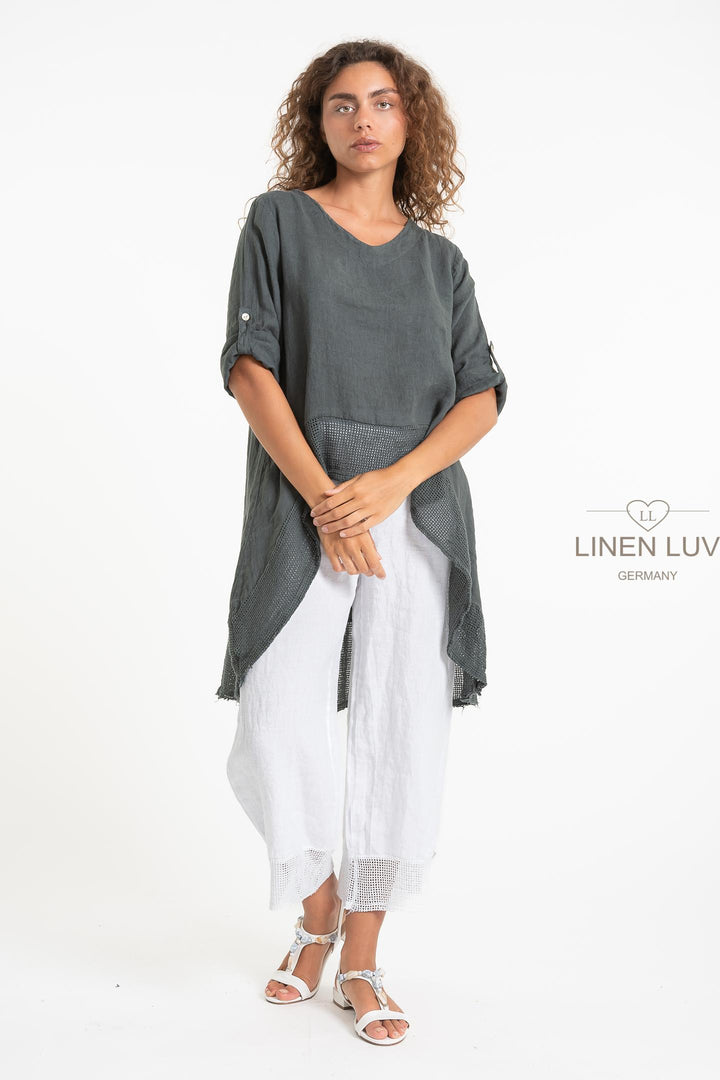 French Linen Tunic Crochet Hem