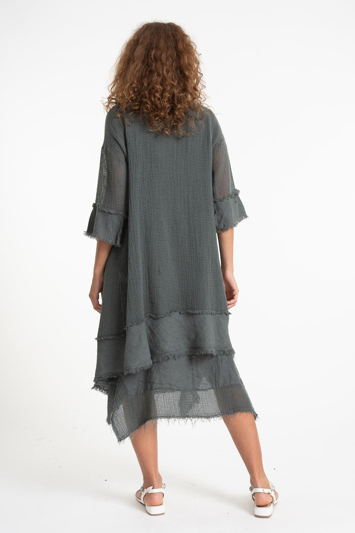 French Linen Blend Kimono Textured Accents - Breathable Naturals | Glam & Fame Clothing