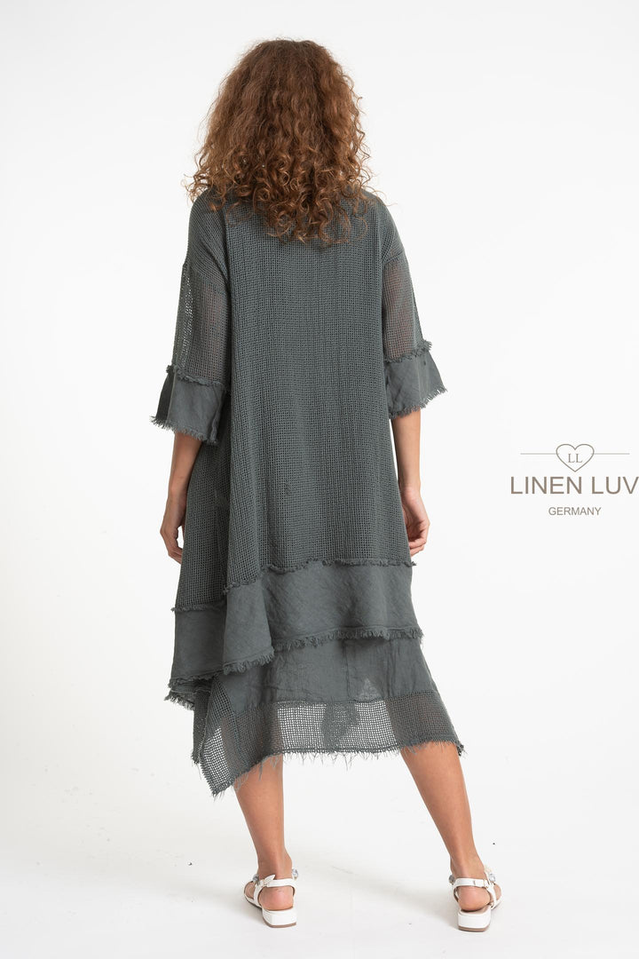 French Linen Blend Open Weave Kimono - Breathable Naturals | Glam & Fame Clothing