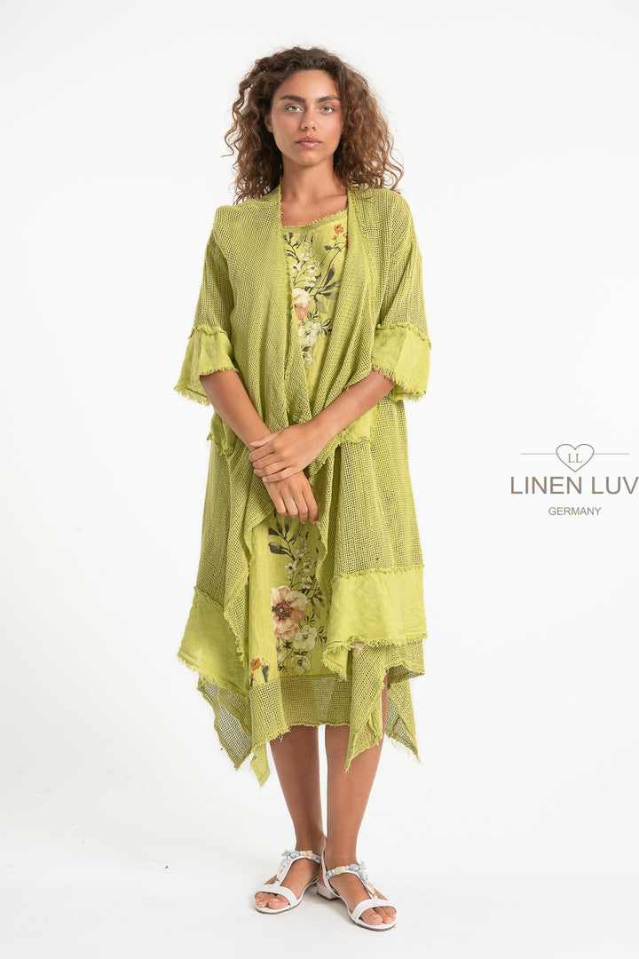 French Linen Blend Open Weave Kimono