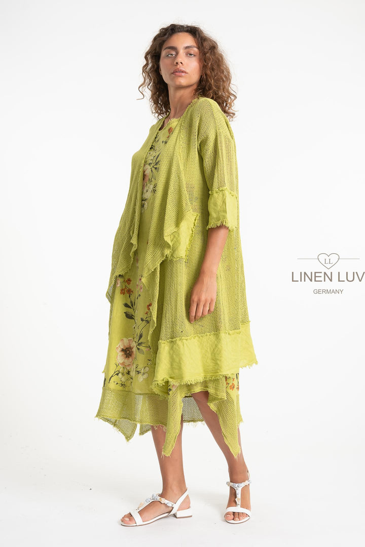 French Linen Blend Open Weave Kimono