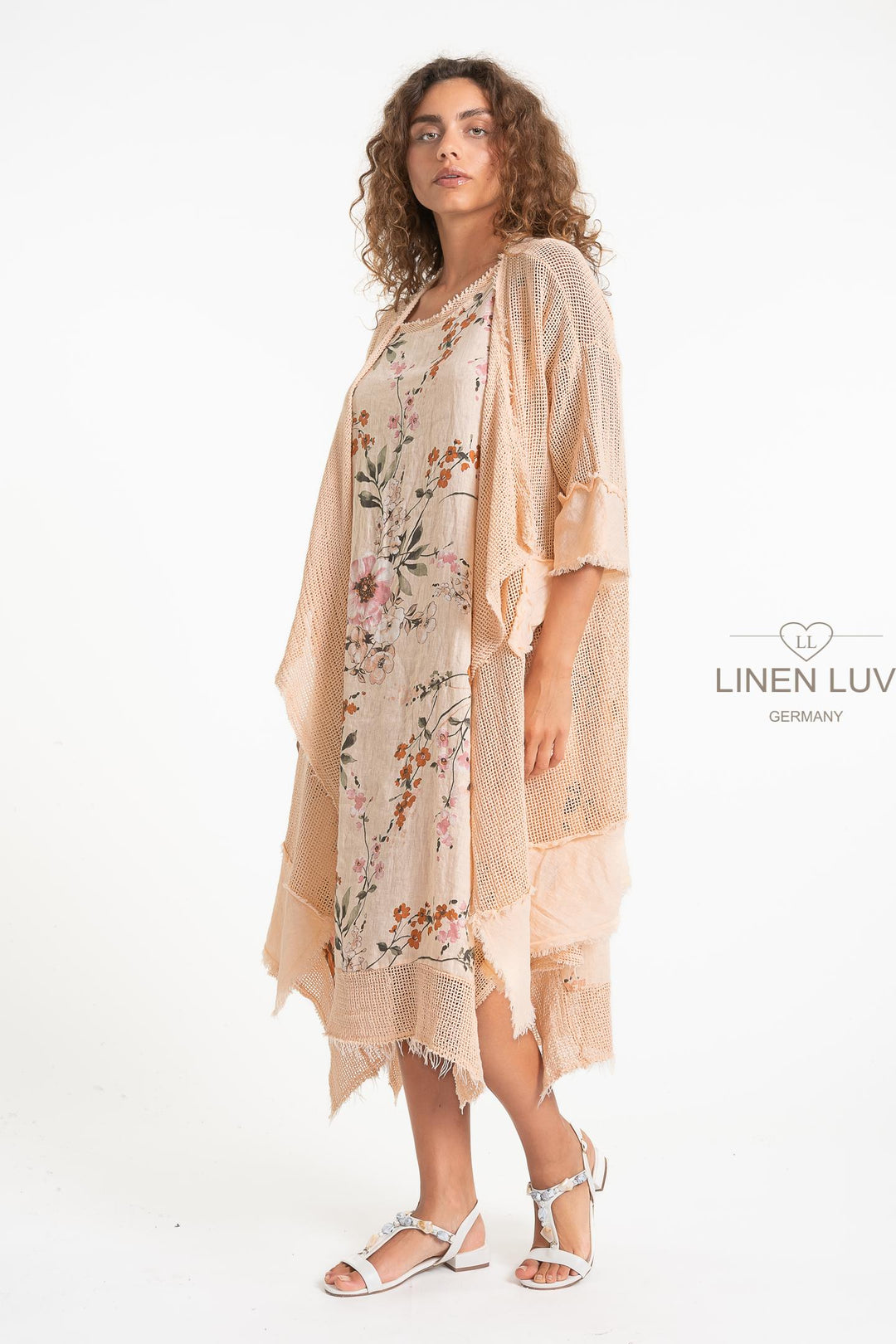 French Linen Blend Open Weave Kimono