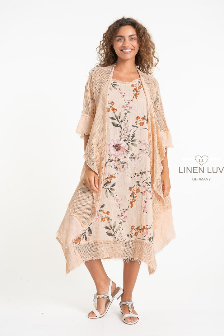 French Linen Blend Open Weave Kimono