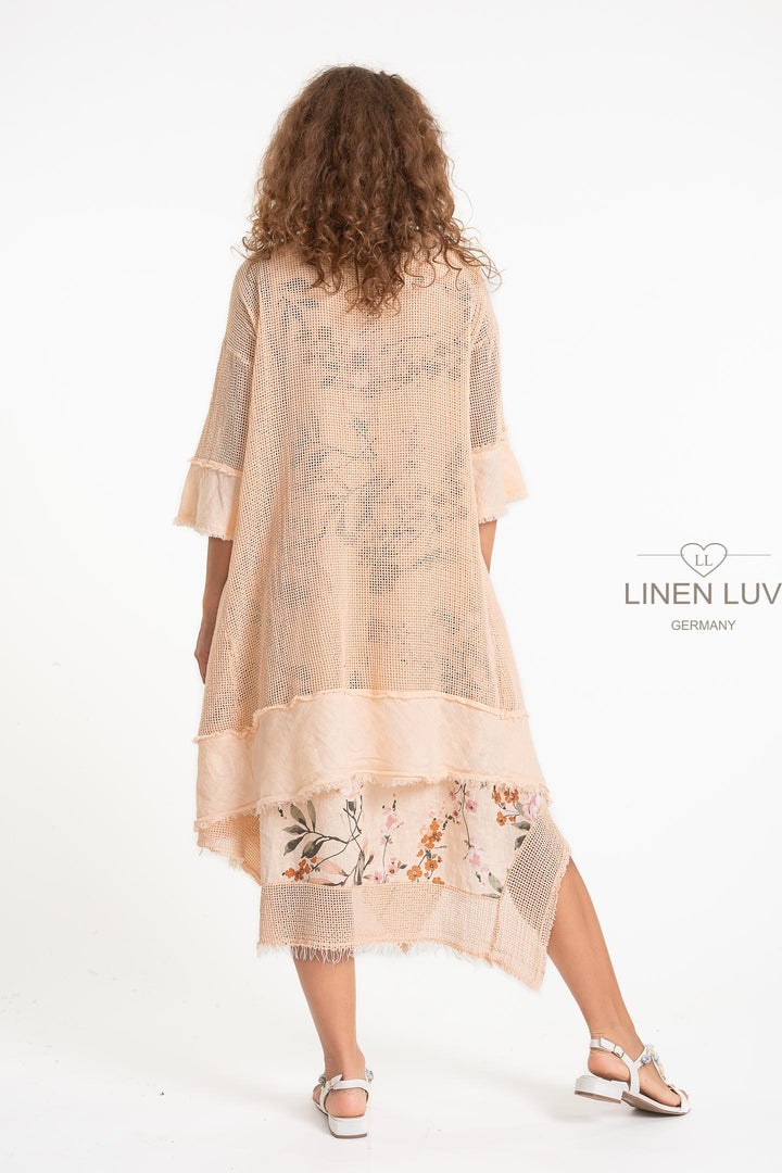French Linen Blend Open Weave Kimono