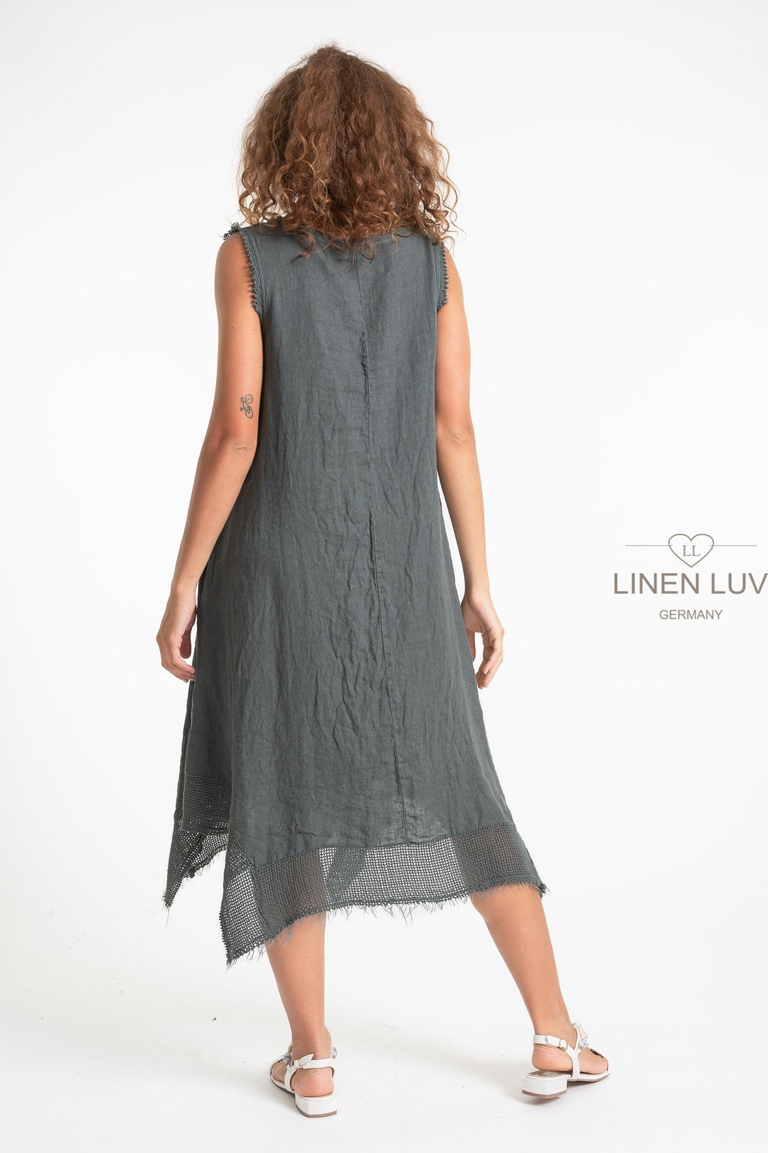 French Linen Dress With Crochet - Breathable Naturals | Glam & Fame Clothing