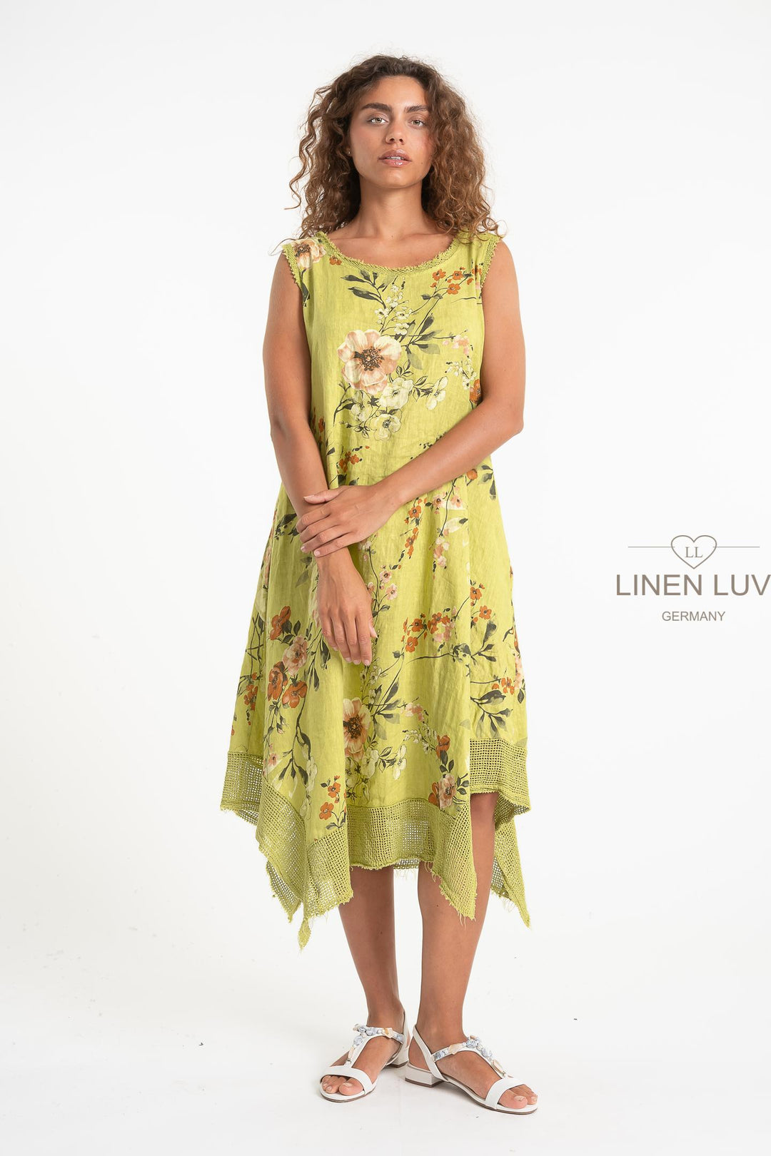 French Linen Dress With Crochet - Breathable Naturals | Glam & Fame Clothing