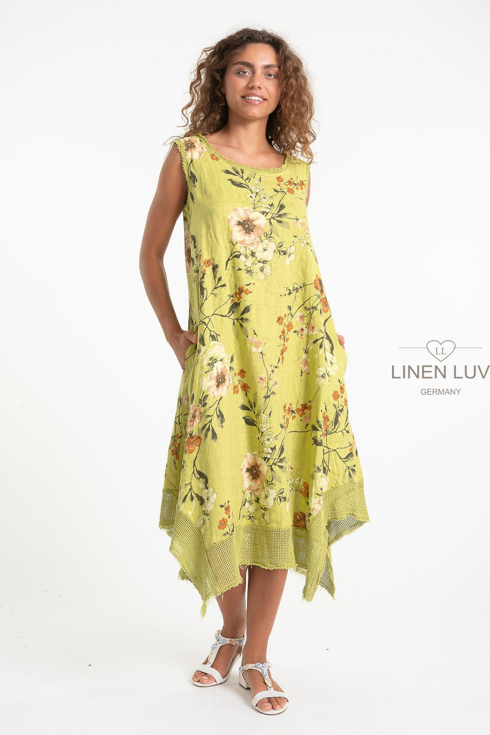 French Linen Dress With Crochet - Breathable Naturals | Glam & Fame Clothing