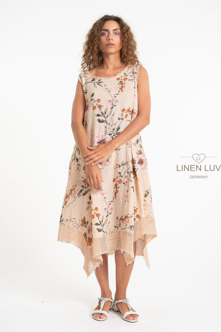 French Linen Dress With Crochet