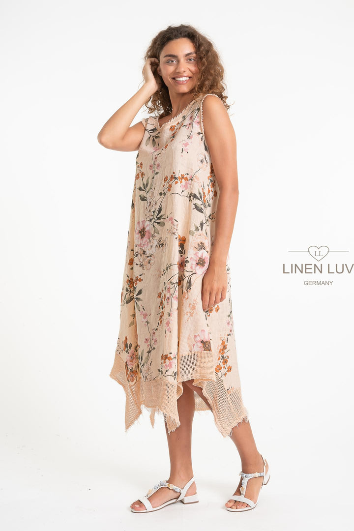 French Linen Dress With Crochet