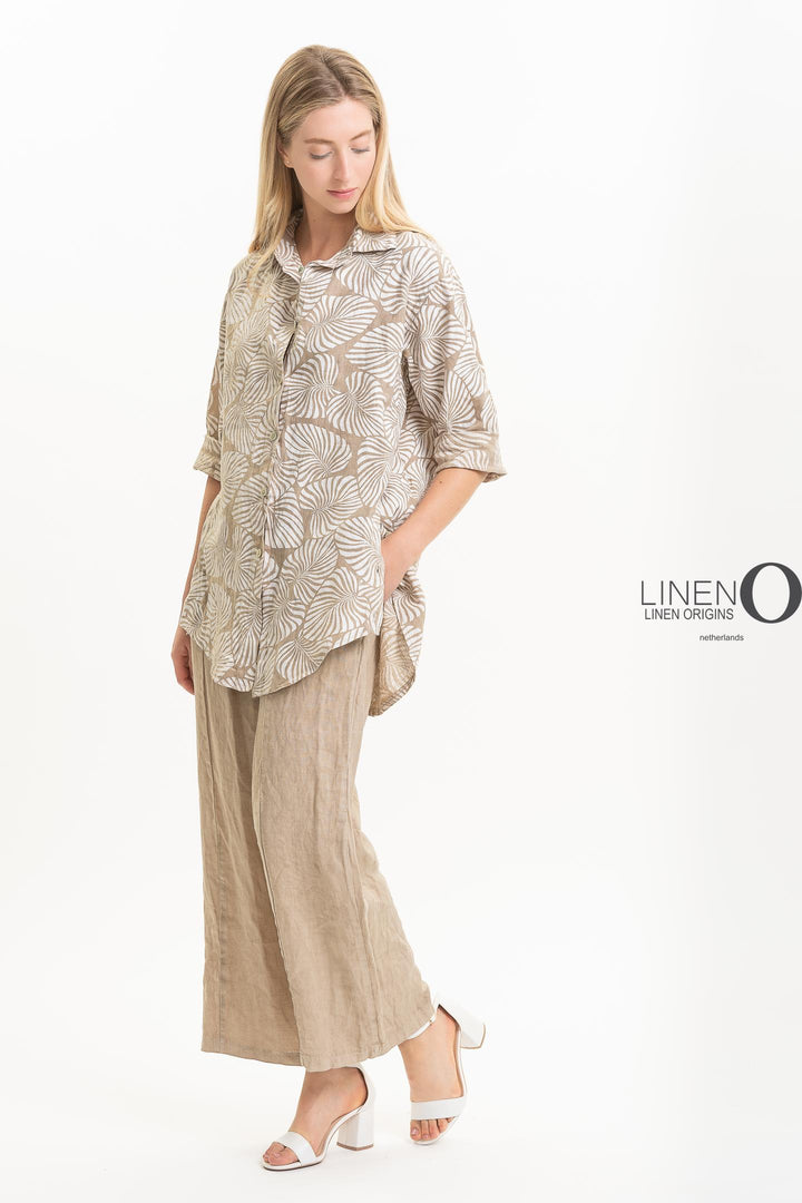 French Linen Shirt Print - Breathable Naturals | Glam & Fame Clothing