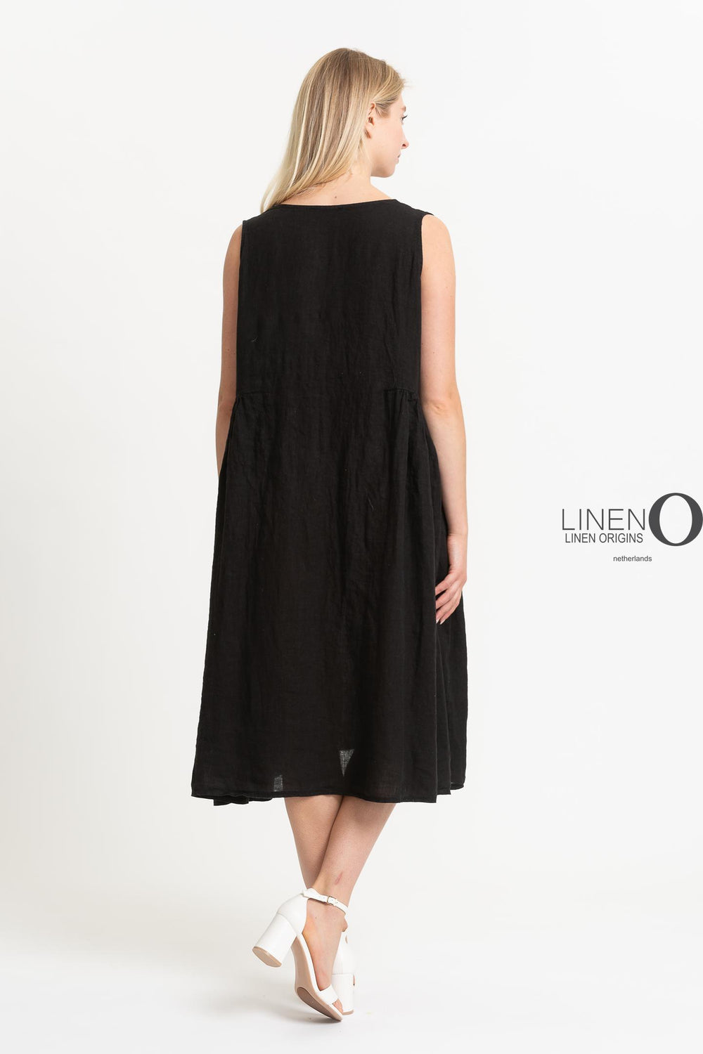 French Linen Dress V-Neck Midi Shift - Breathable Naturals | Glam & Fame Clothing