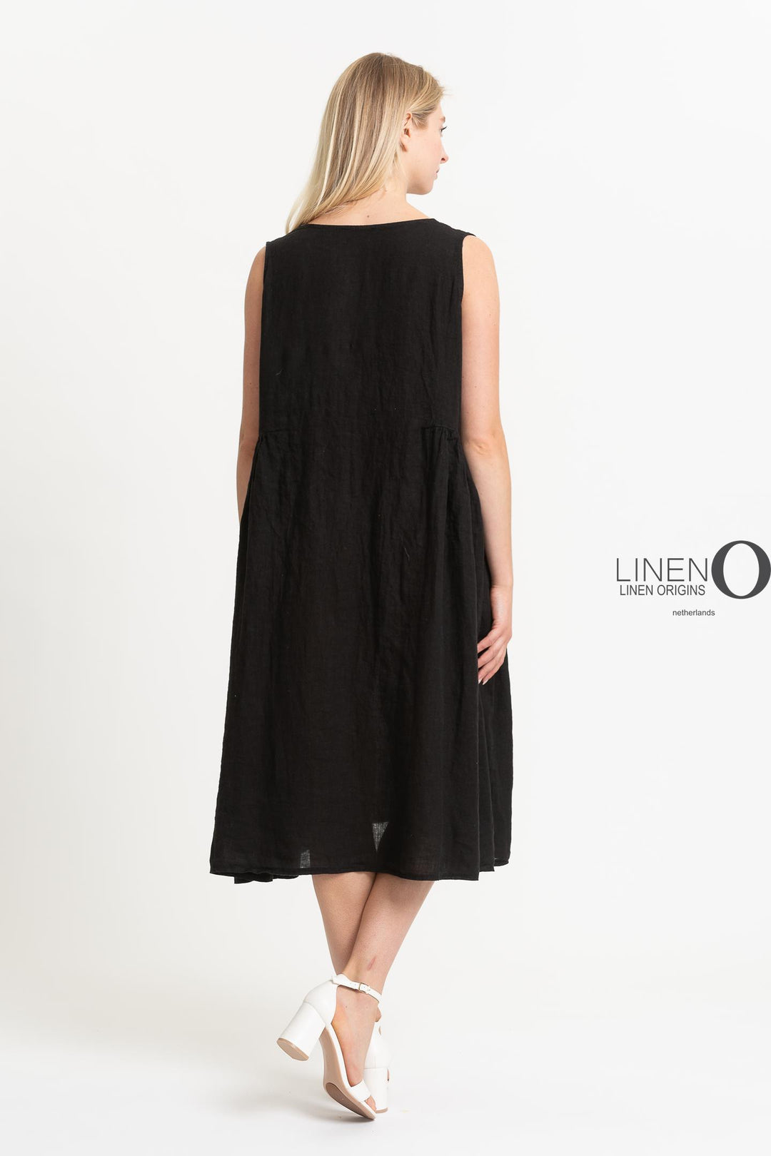 French Linen Dress V-Neck Midi Shift - Breathable Naturals | Glam & Fame Clothing