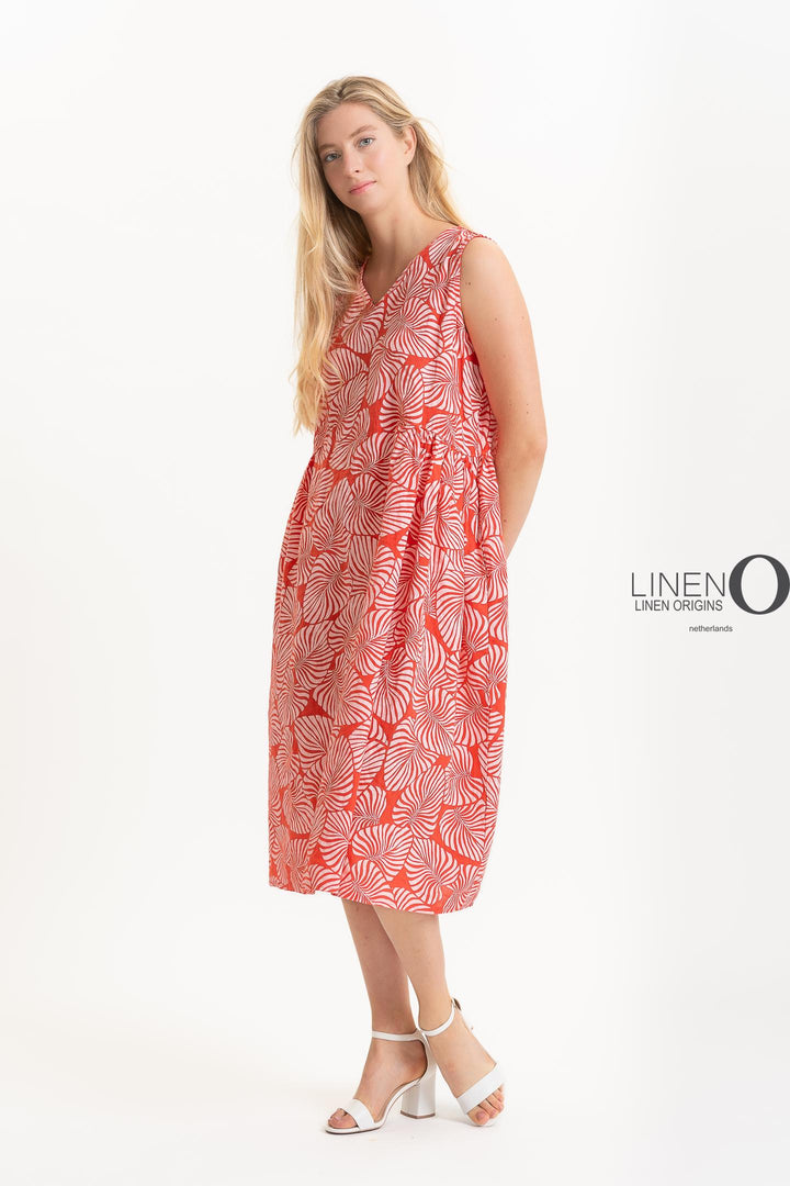 French Linen Dress V-Neck Midi Shift - Breathable Naturals | Glam & Fame Clothing