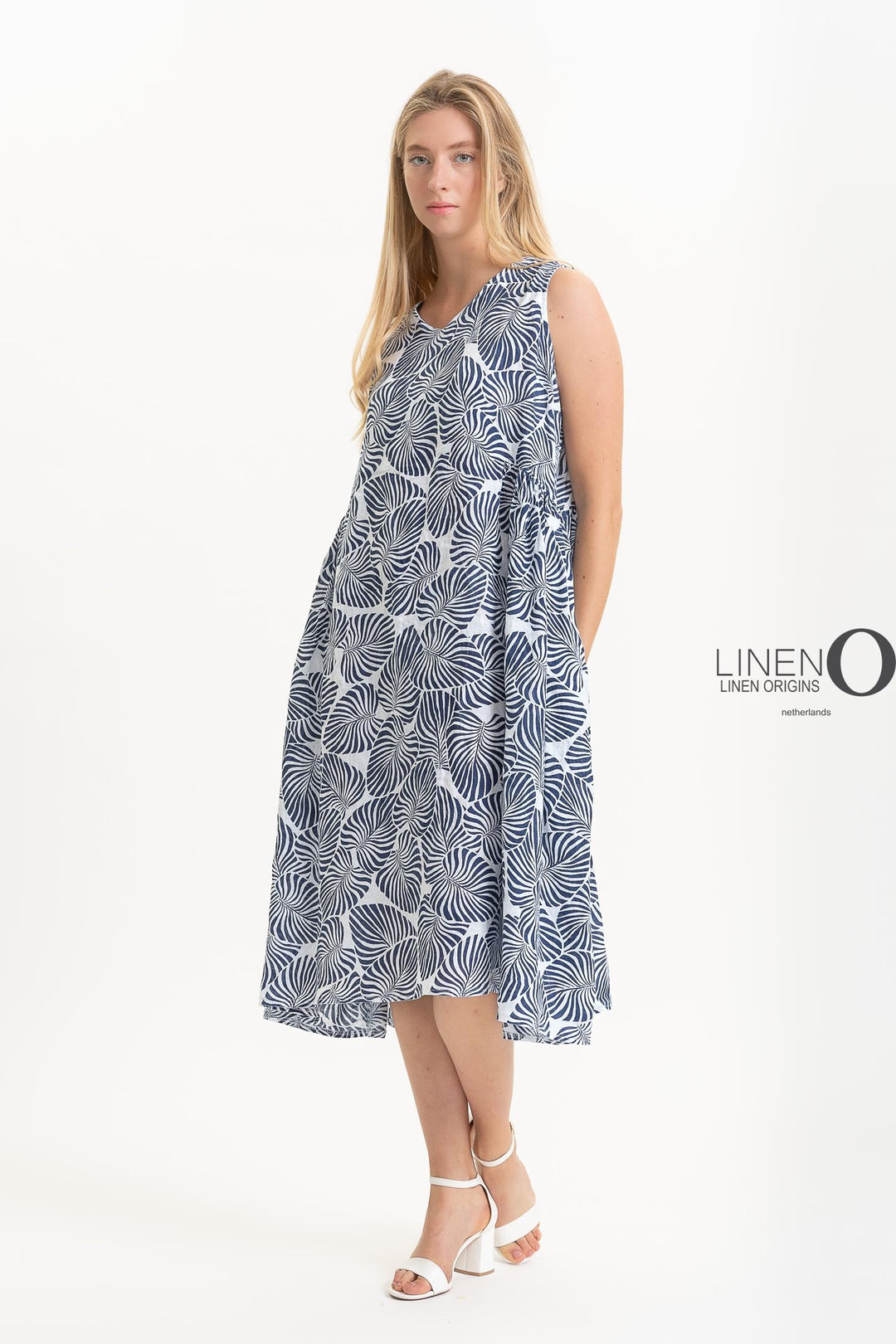 French Linen Dress V-Neck Midi Shift - Breathable Naturals | Glam & Fame Clothing