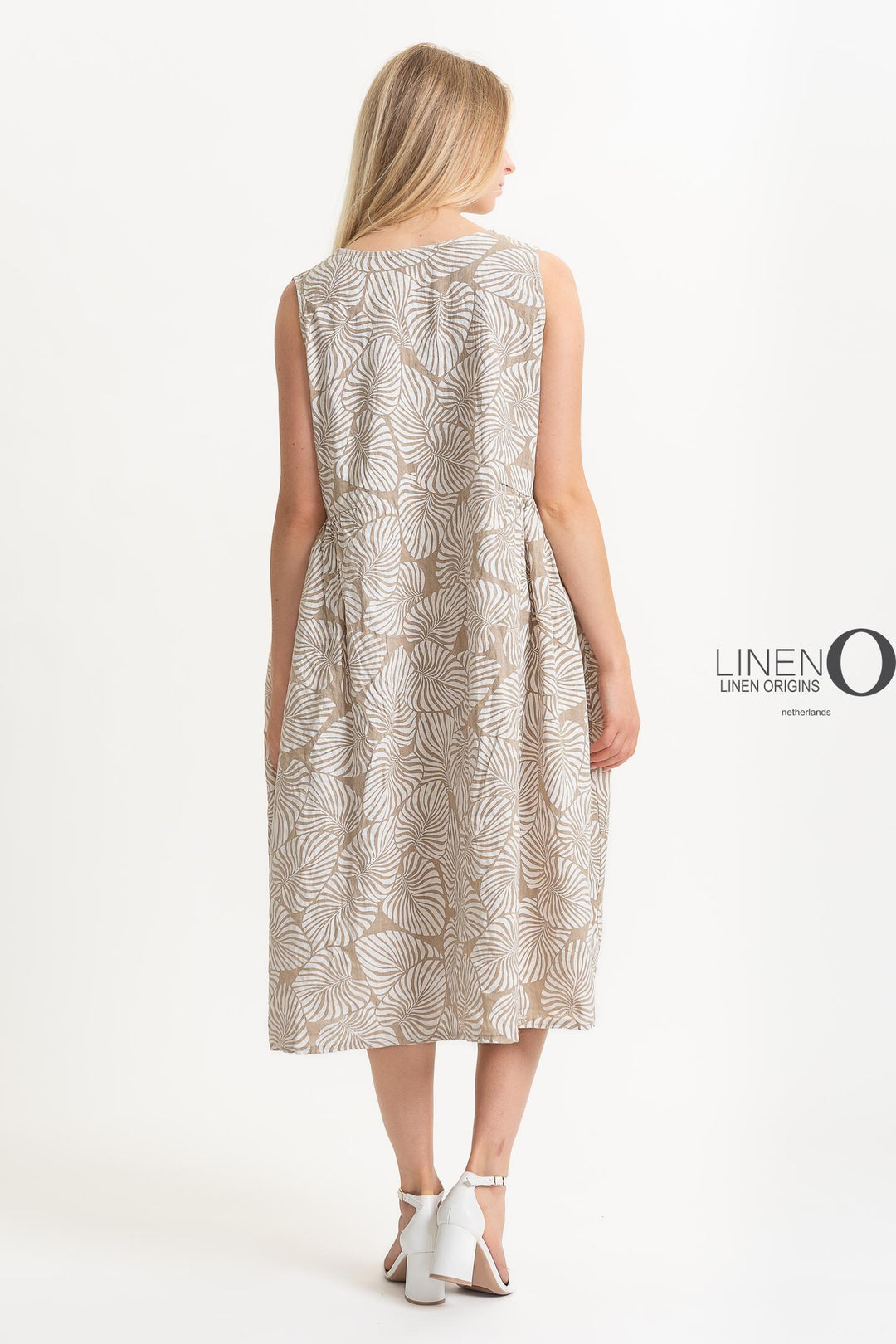 French Linen Dress V-Neck Midi Shift - Breathable Naturals | Glam & Fame Clothing