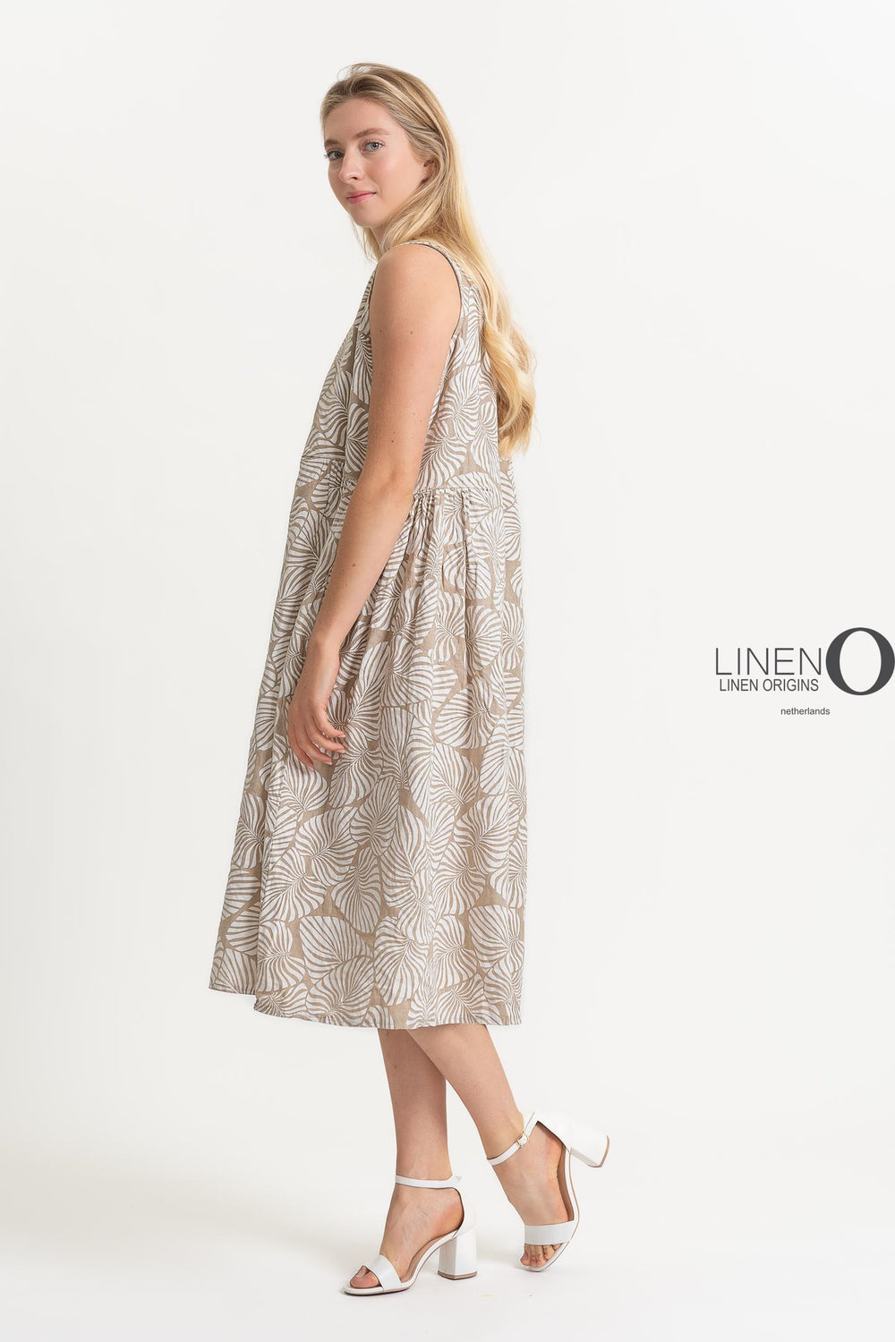 French Linen Dress V-Neck Midi Shift - Breathable Naturals | Glam & Fame Clothing