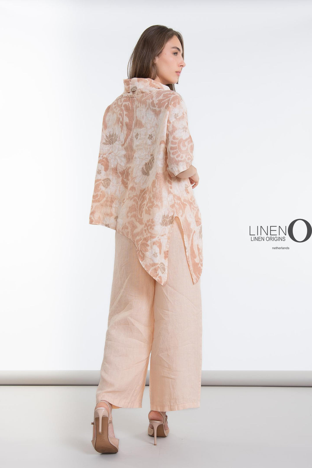 French Linen Cowl Top Print Asymmetric - Breathable Naturals | Glam & Fame Clothing