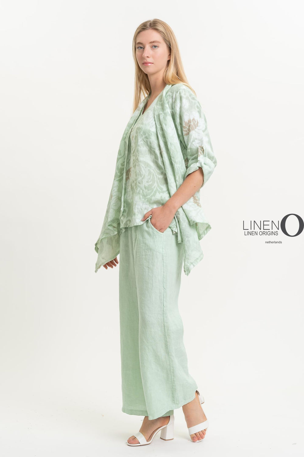 Premium French Linen Cardi Print - Breathable Naturals | Glam & Fame Clothing