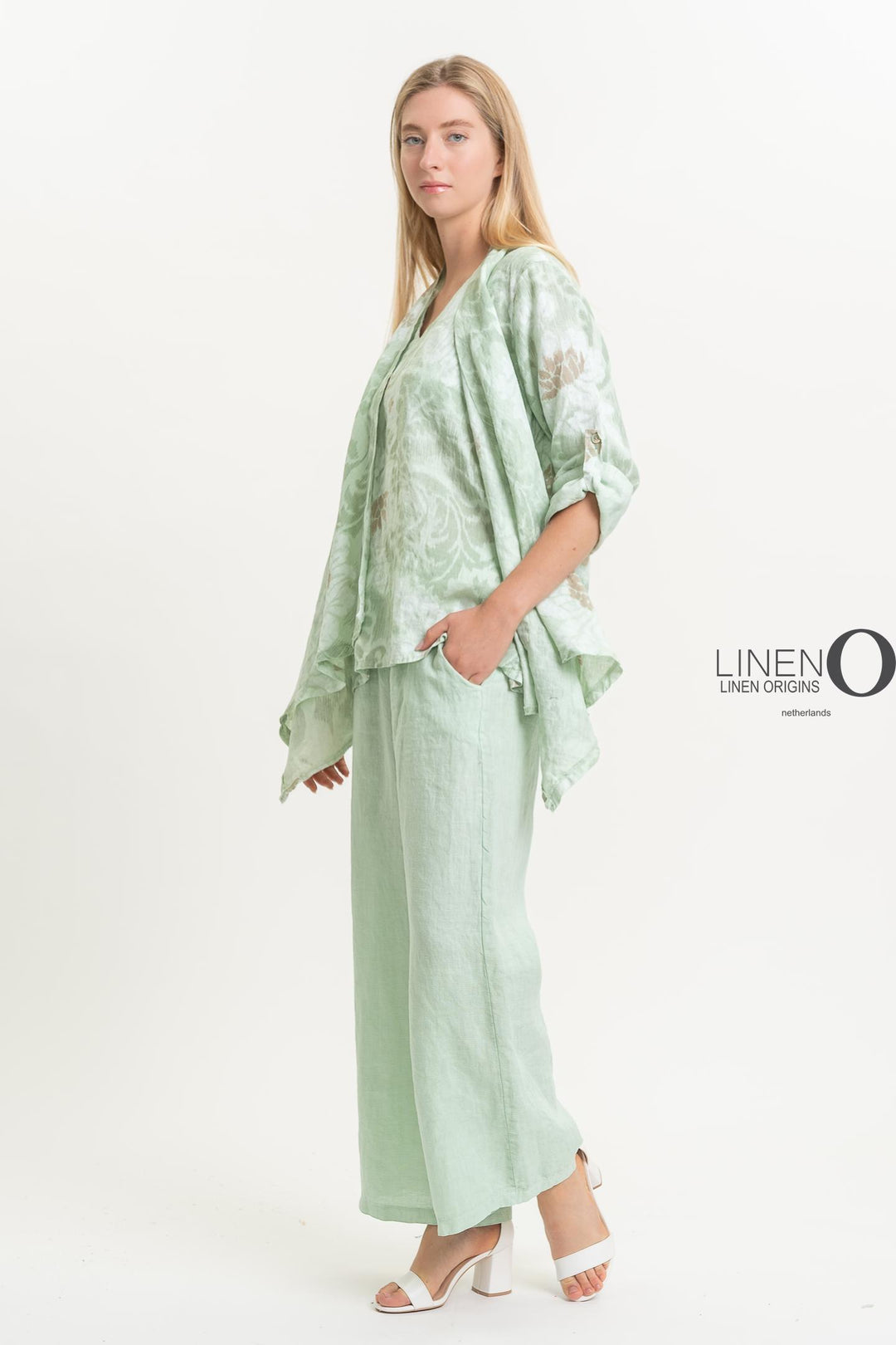 Premium French Linen Cardi Print - Breathable Naturals | Glam & Fame Clothing