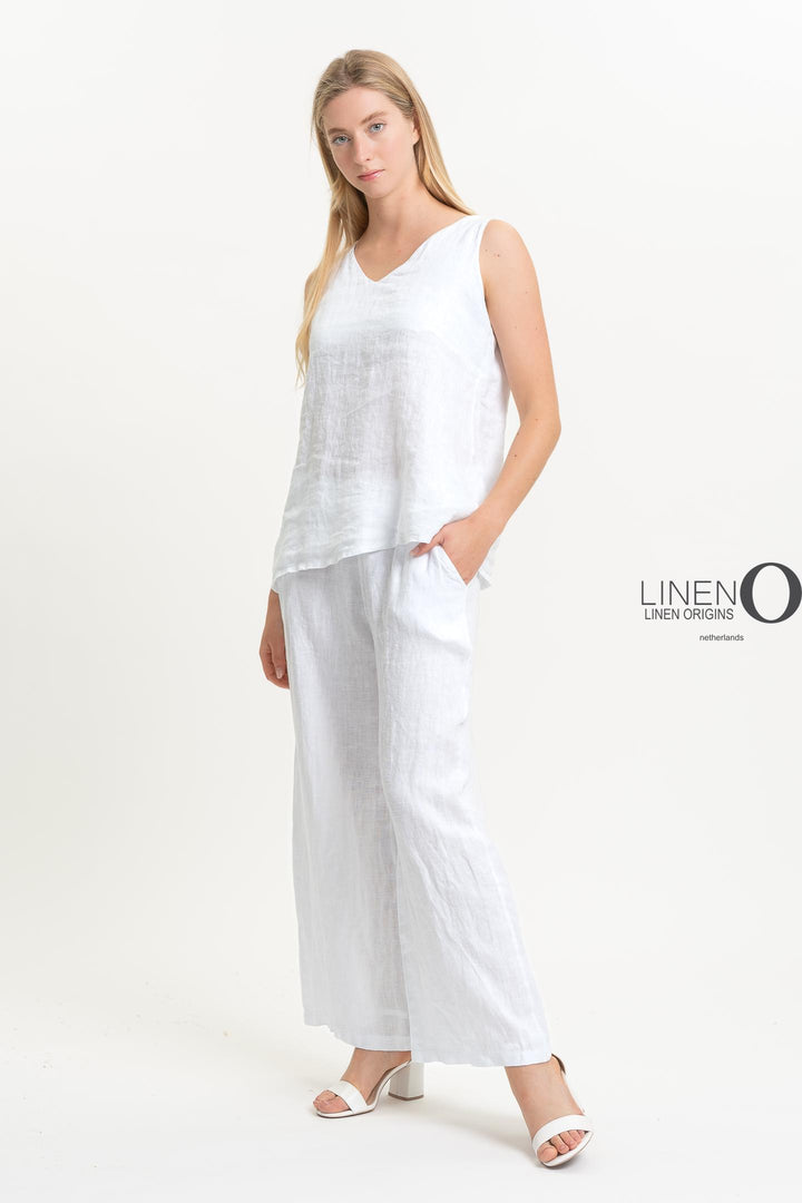 French Linen Top V - Neck - Breathable Naturals | Glam & Fame Clothing