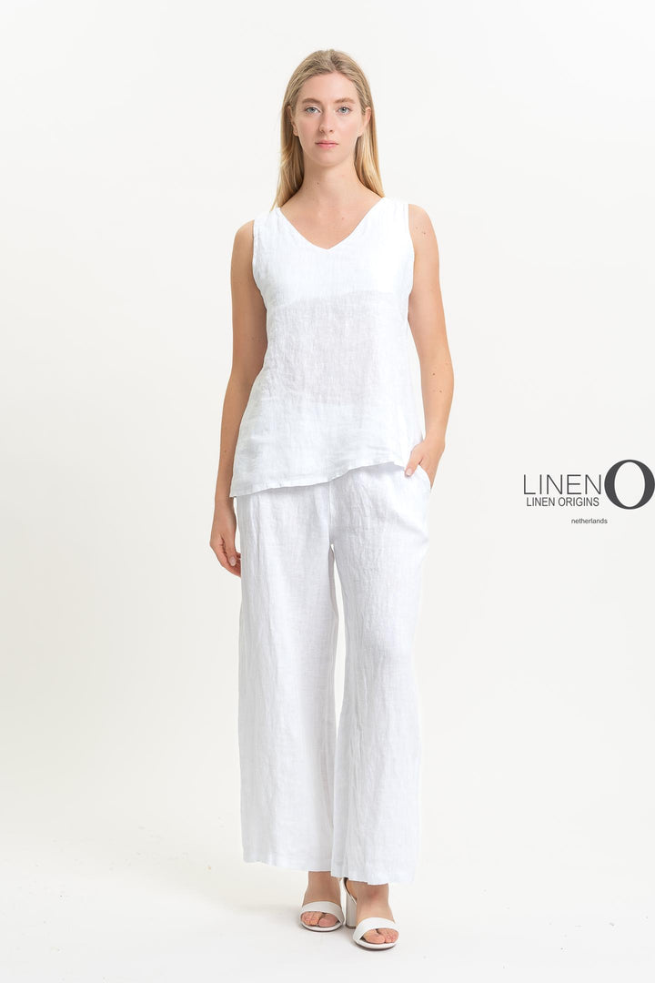French Linen Top V - Neck - Breathable Naturals | Glam & Fame Clothing