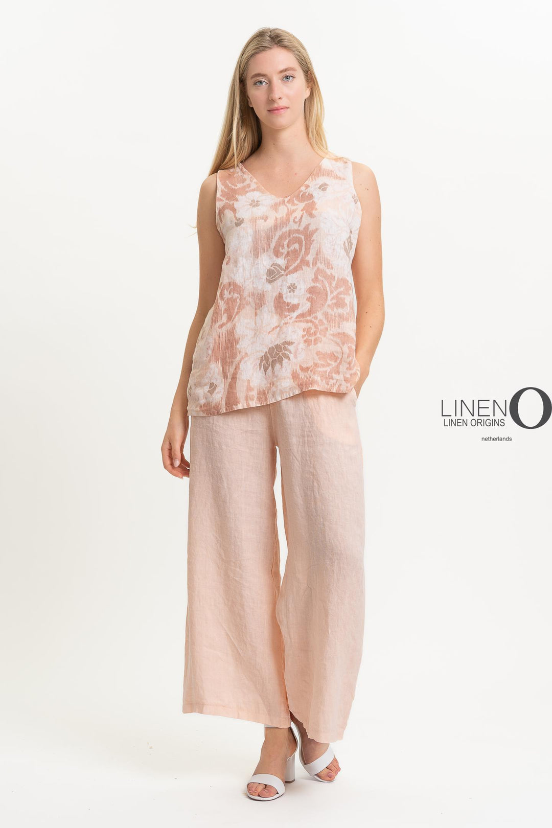 French Linen Top V - Neck - Breathable Naturals | Glam & Fame Clothing