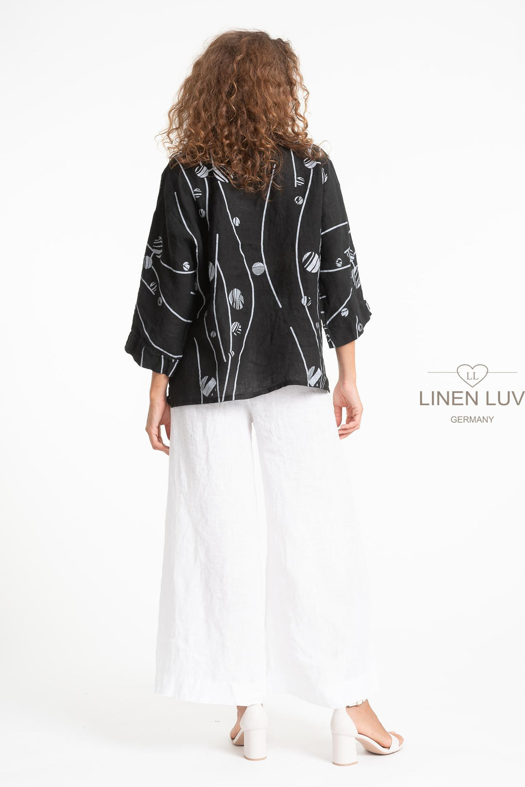 French Linen V-Neck Blouse Print - Breathable Naturals | Glam & Fame Clothing
