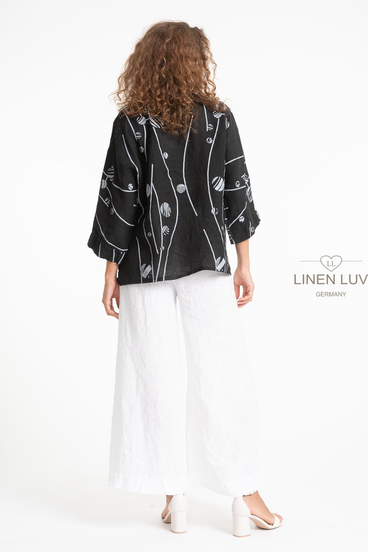 French Linen V-Neck Blouse Print - Breathable Naturals | Glam & Fame Clothing