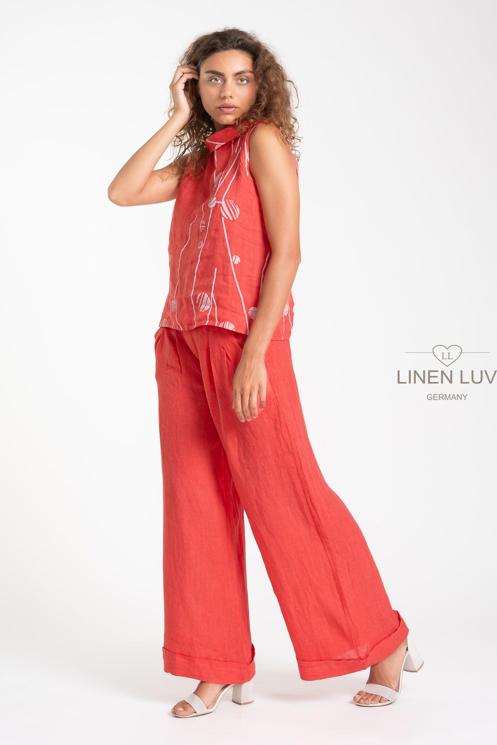 French Linen Slv/L Top Print - Breathable Naturals | Glam & Fame Clothing