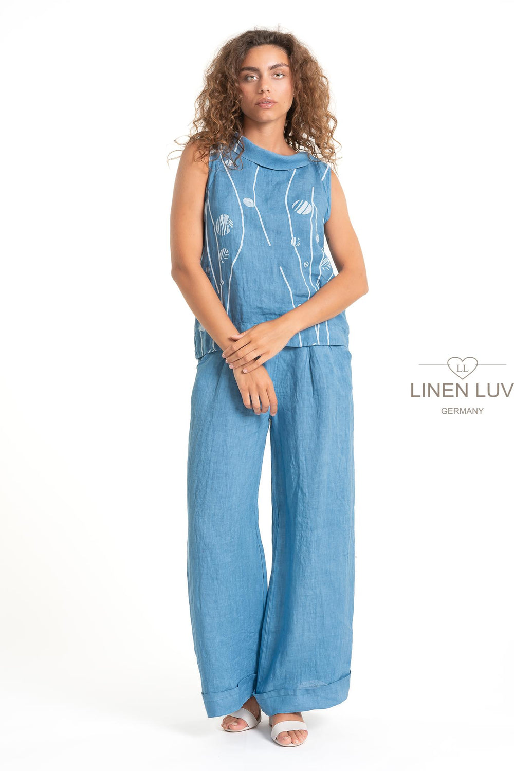 French Linen Slv/L Top Print - Breathable Naturals | Glam & Fame Clothing