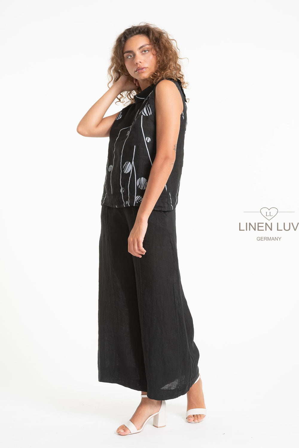 French Linen Slv/L Top Print - Breathable Naturals | Glam & Fame Clothing