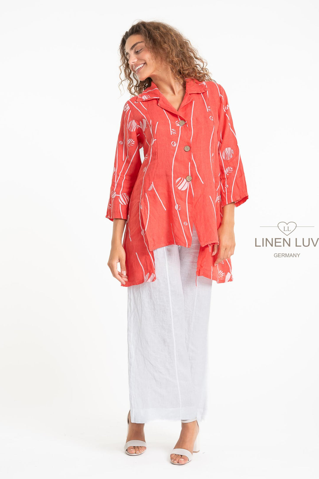 French Linen Blouse Print - Breathable Naturals | Glam & Fame Clothing