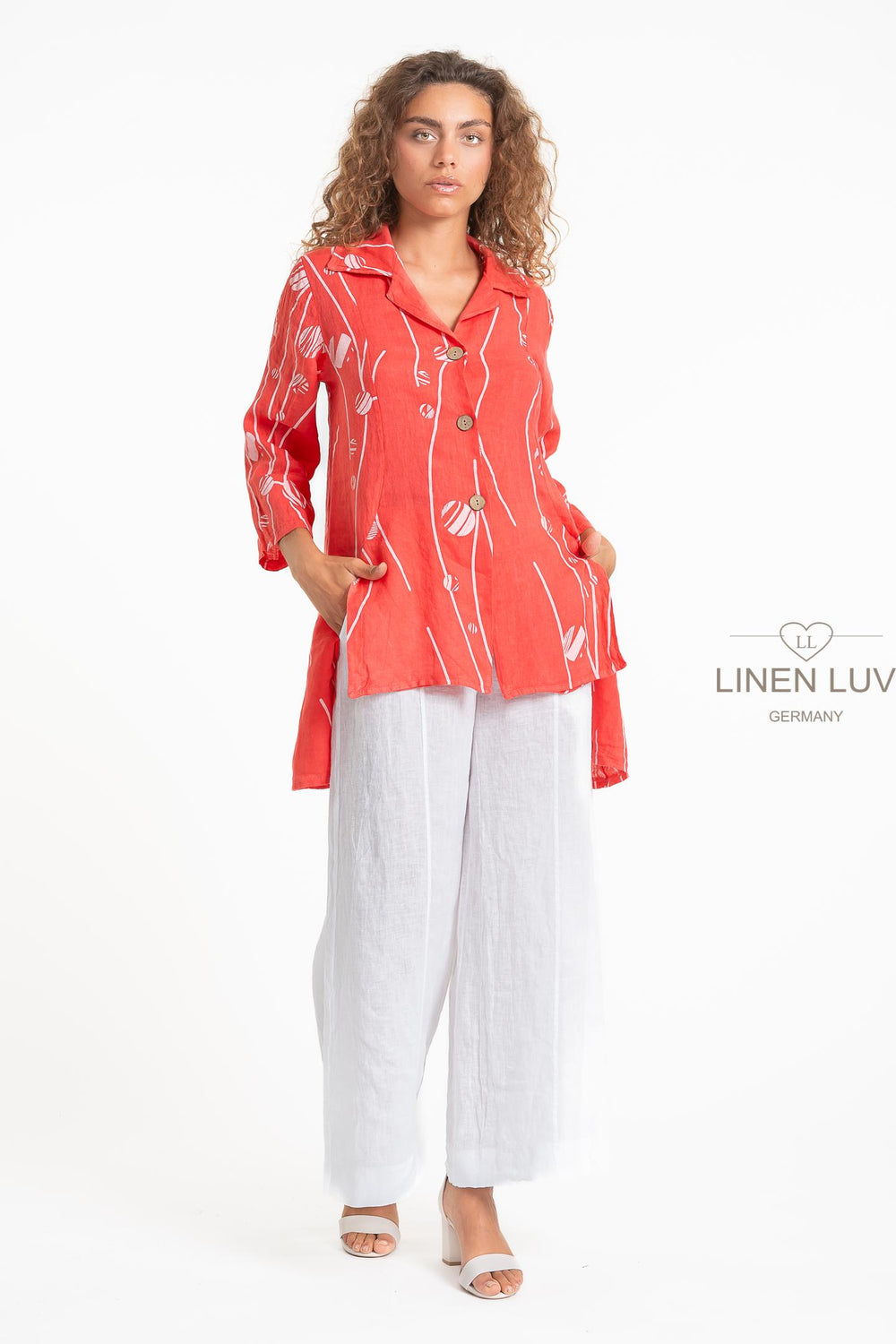 French Linen Blouse Print - Breathable Naturals | Glam & Fame Clothing