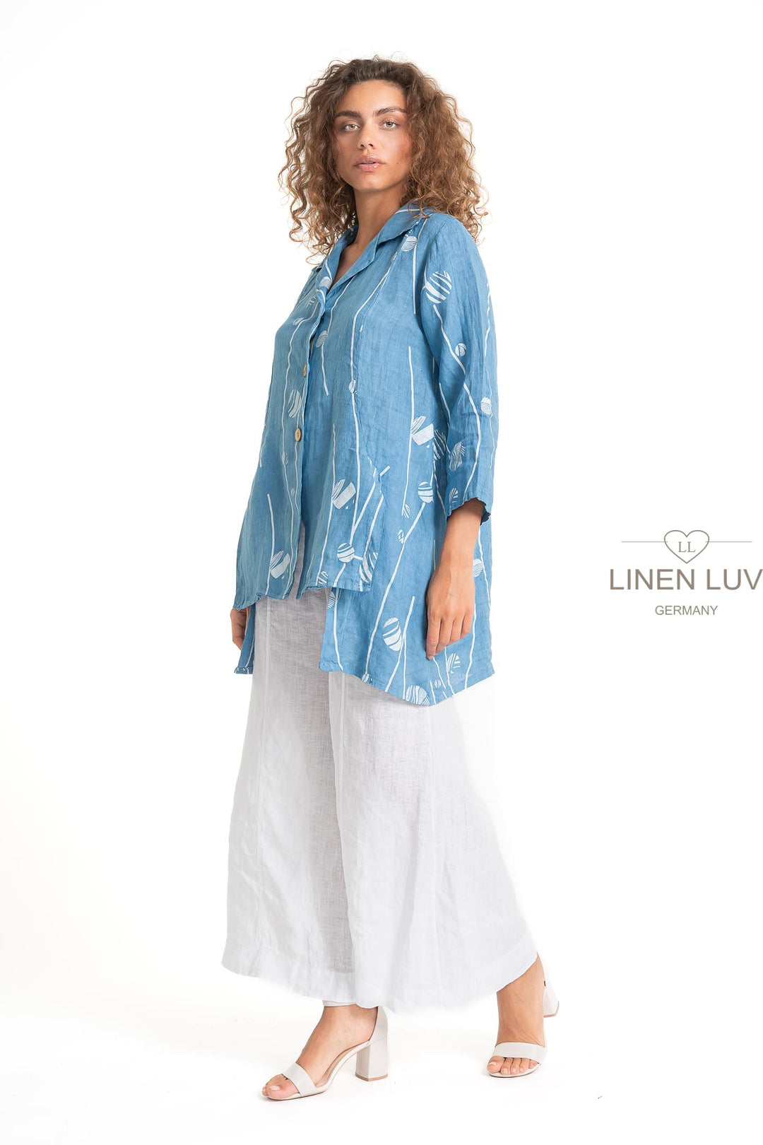 French Linen Blouse Print - Breathable Naturals | Glam & Fame Clothing