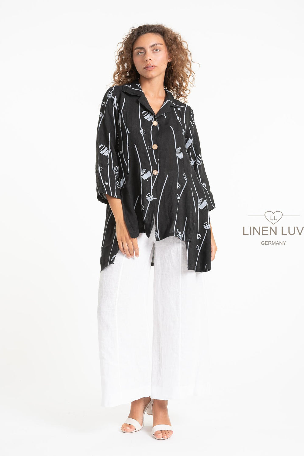 French Linen Blouse Print - Breathable Naturals | Glam & Fame Clothing