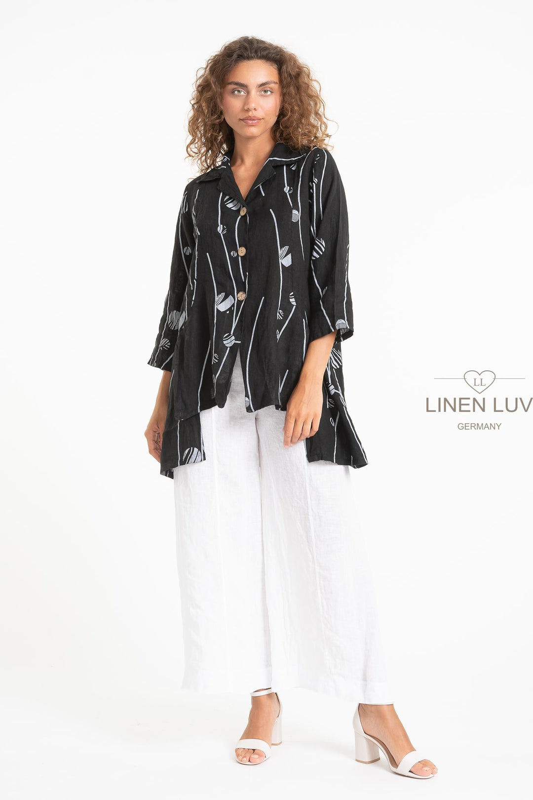 French Linen Blouse Print - Breathable Naturals | Glam & Fame Clothing