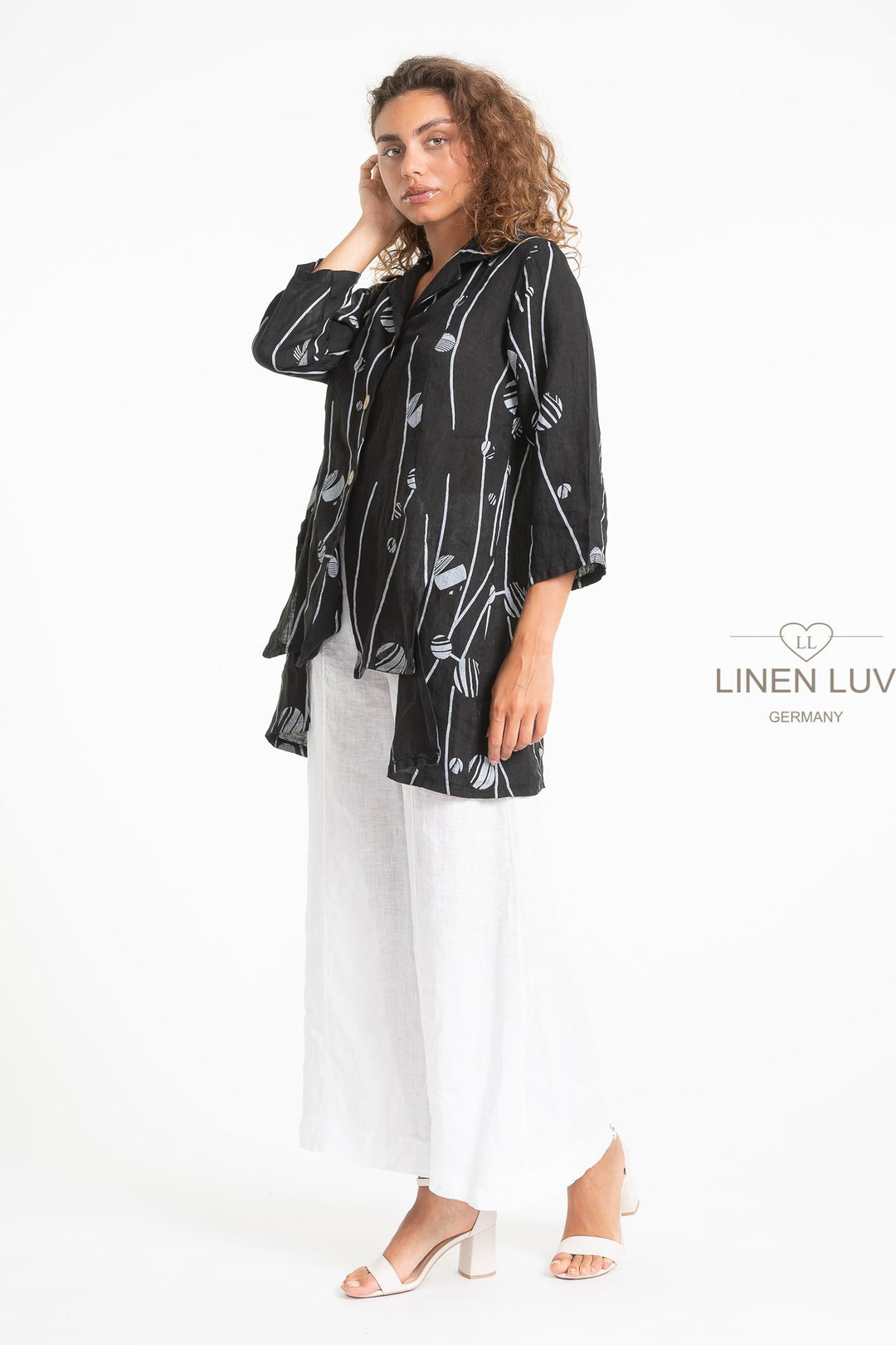 French Linen Blouse Print - Breathable Naturals | Glam & Fame Clothing