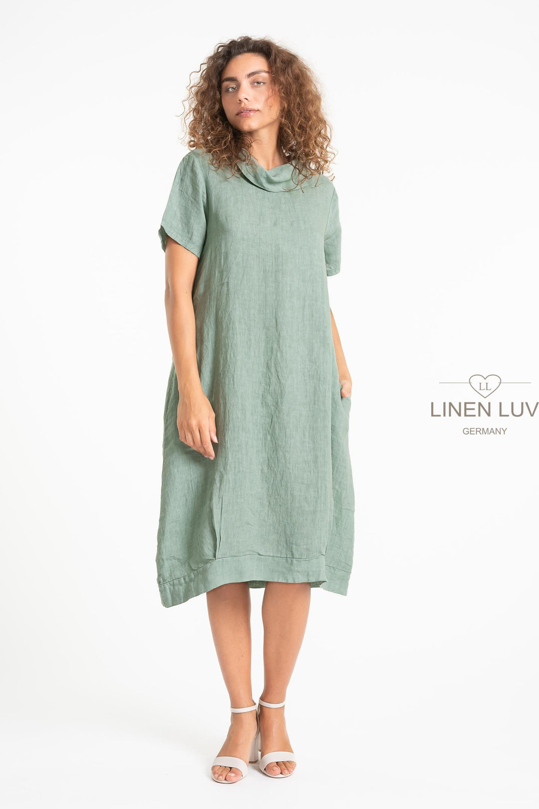 French Linen Cowl Neck Midi - Breathable Naturals | Glam & Fame Clothing