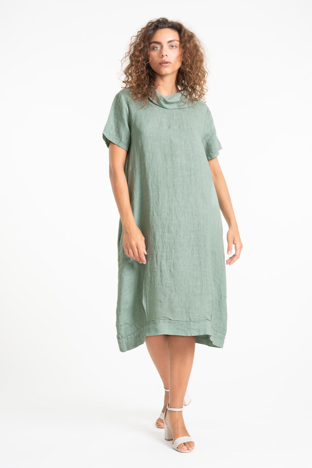 French Linen Cowl Neck Midi - Breathable Naturals | Glam & Fame Clothing