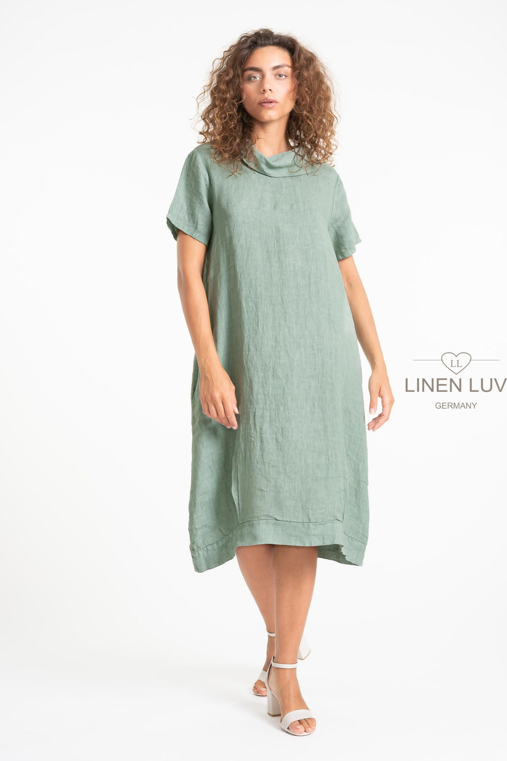 French Linen Cowl Neck Midi - Breathable Naturals | Glam & Fame Clothing