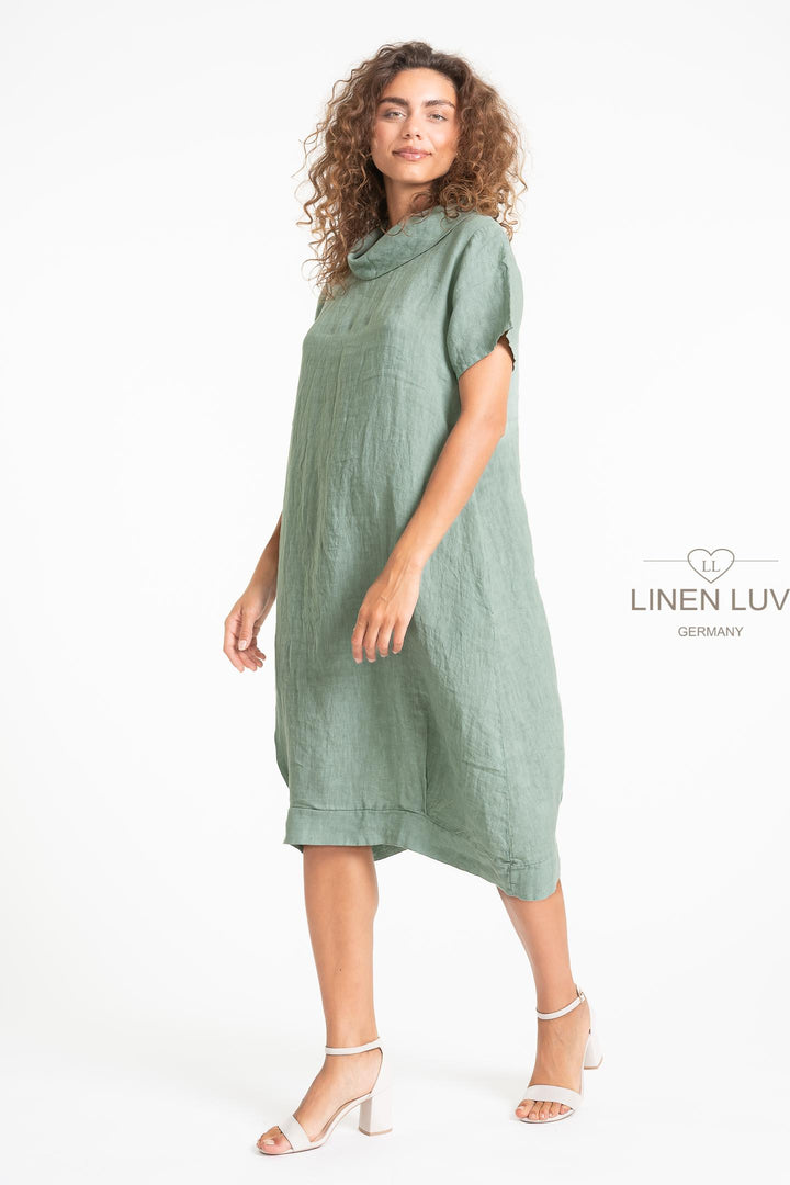 French Linen Cowl Neck Midi - Breathable Naturals | Glam & Fame Clothing