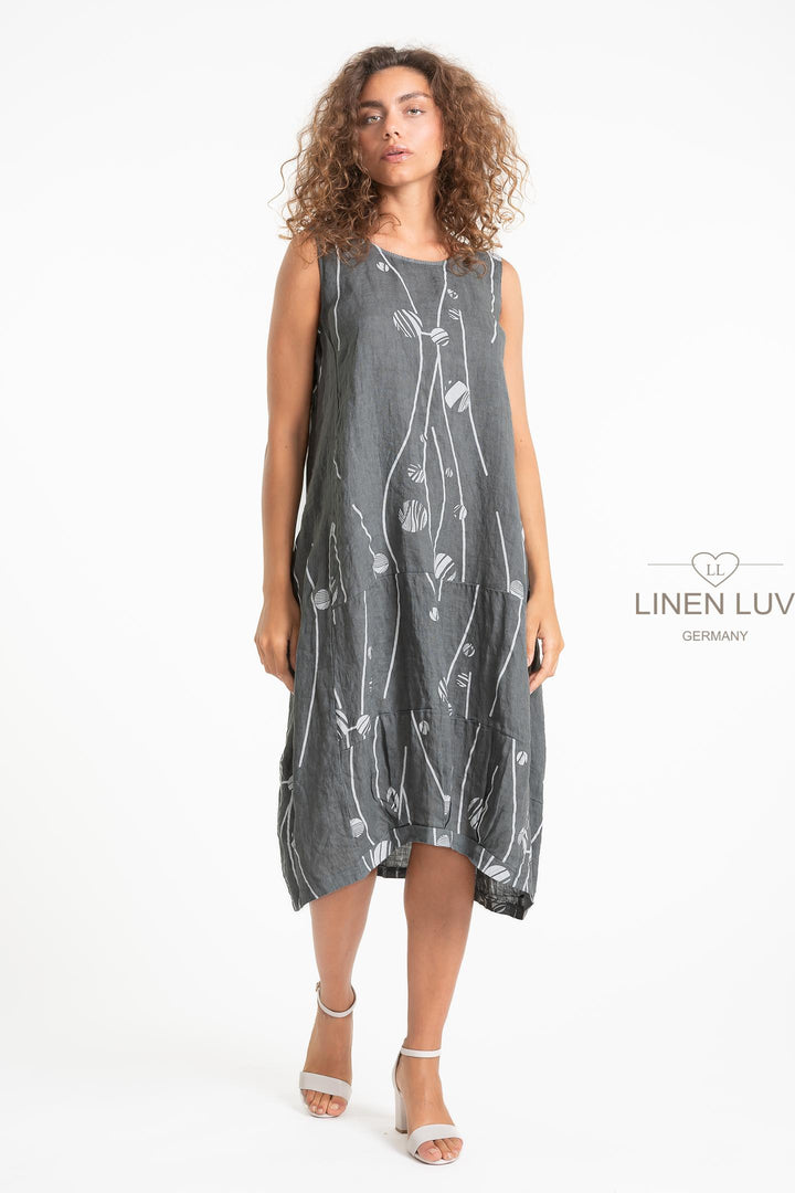 French Linen Midi Shift Print