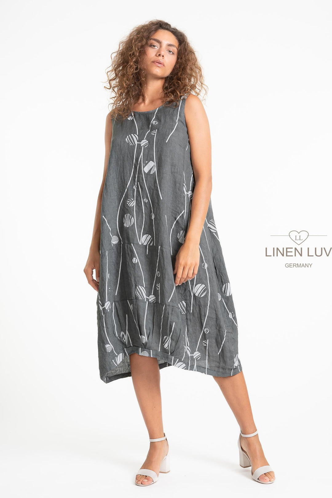 French Linen Midi Shift Print