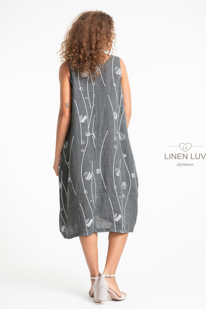 French Linen Midi Shift Print