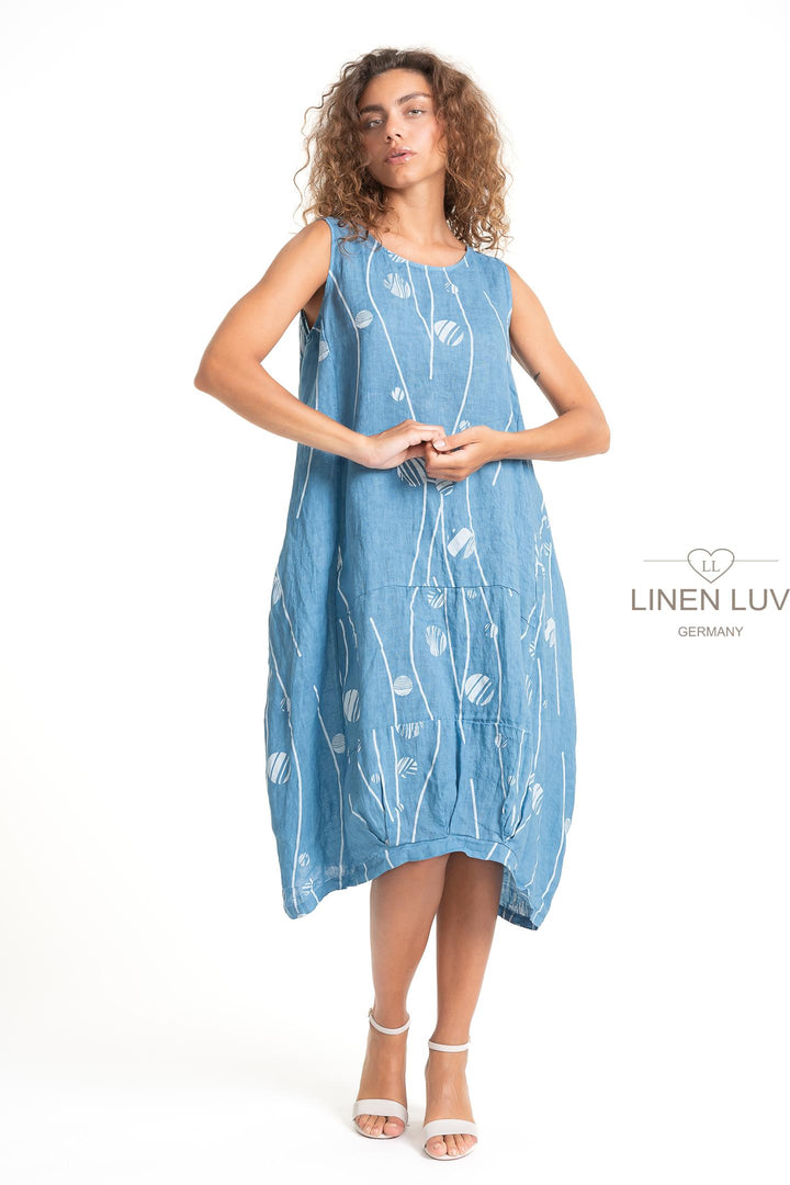 French Linen Midi Shift Print