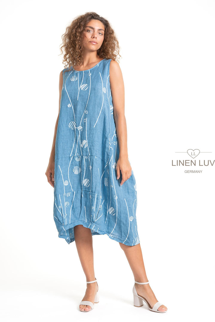 French Linen Midi Shift Print