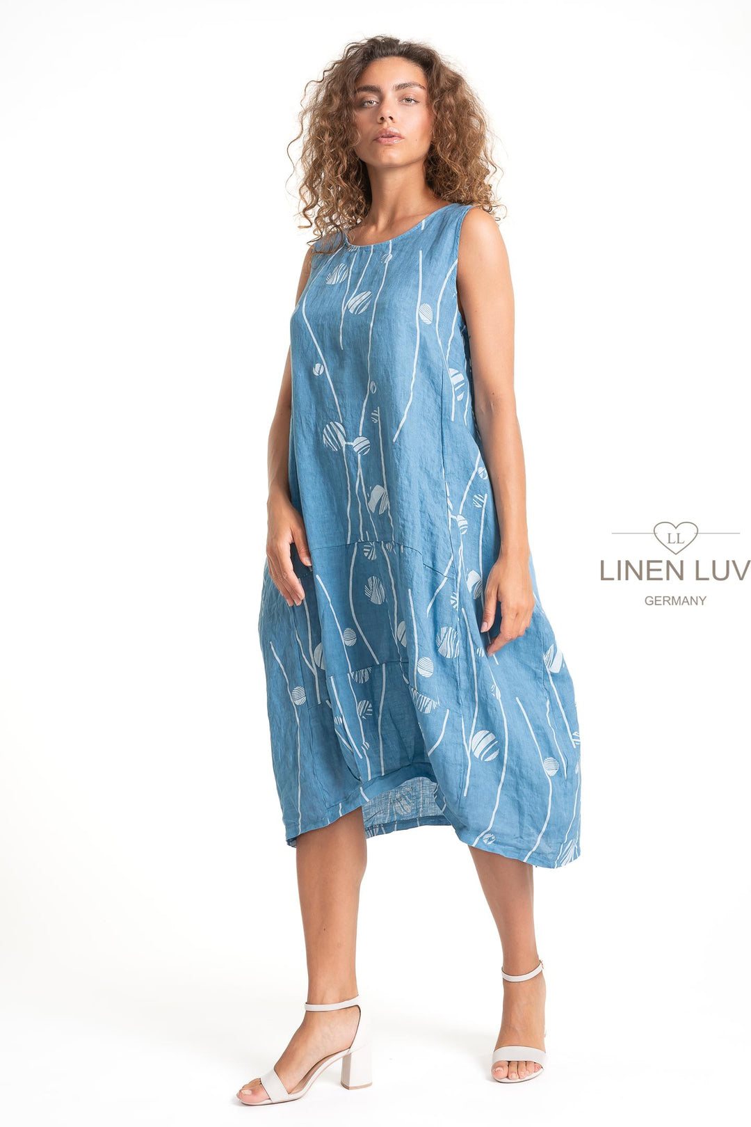 French Linen Midi Shift Print