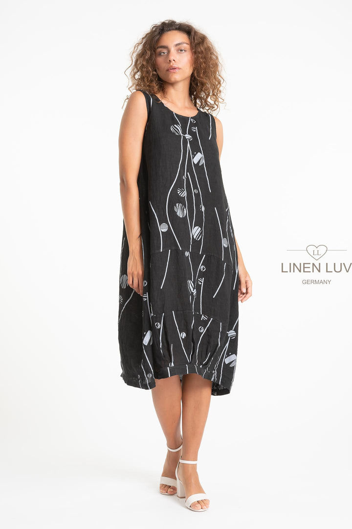 French Linen Midi Shift Print