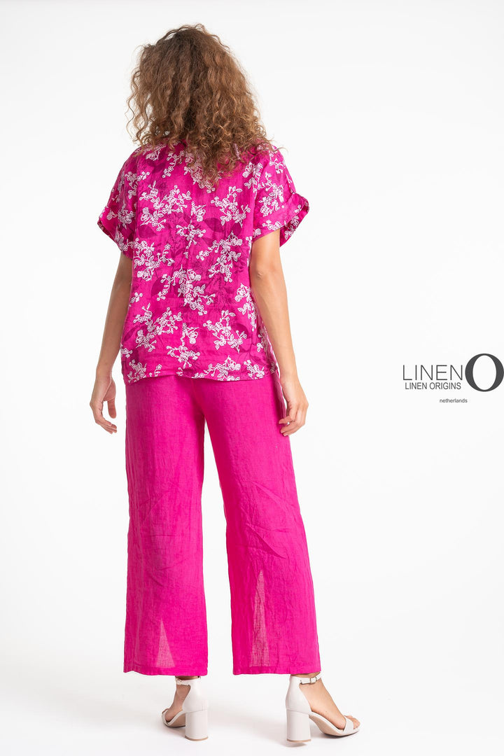 French Linen Top Print Textured Accent - Breathable Naturals | Glam & Fame Clothing